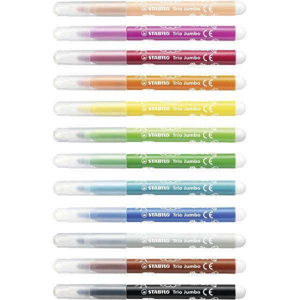 STABILO Trio Jumbo - Filzstift - nicht dauerhaft - verschiedene Farben - 3 mm - extragroß (Packung mit 12)-1