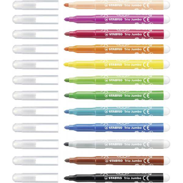 STABILO Trio Jumbo - Filzstift - nicht dauerhaft - verschiedene Farben - 3 mm - extragroß (Packung mit 12)-2