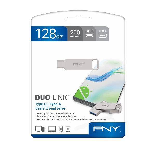 USB-Stick 128GB PNY DUO LINK USB 3.2 OTG TYPE-A/C retail Eingabe / Ausgabe