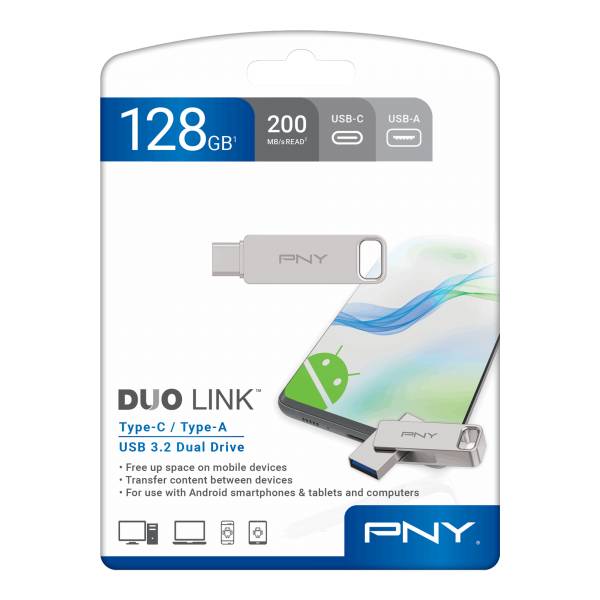 USB-Stick 128GB PNY DUO LINK USB 3.2 OTG TYPE-A/C retail Eingabe / Ausgabe-2
