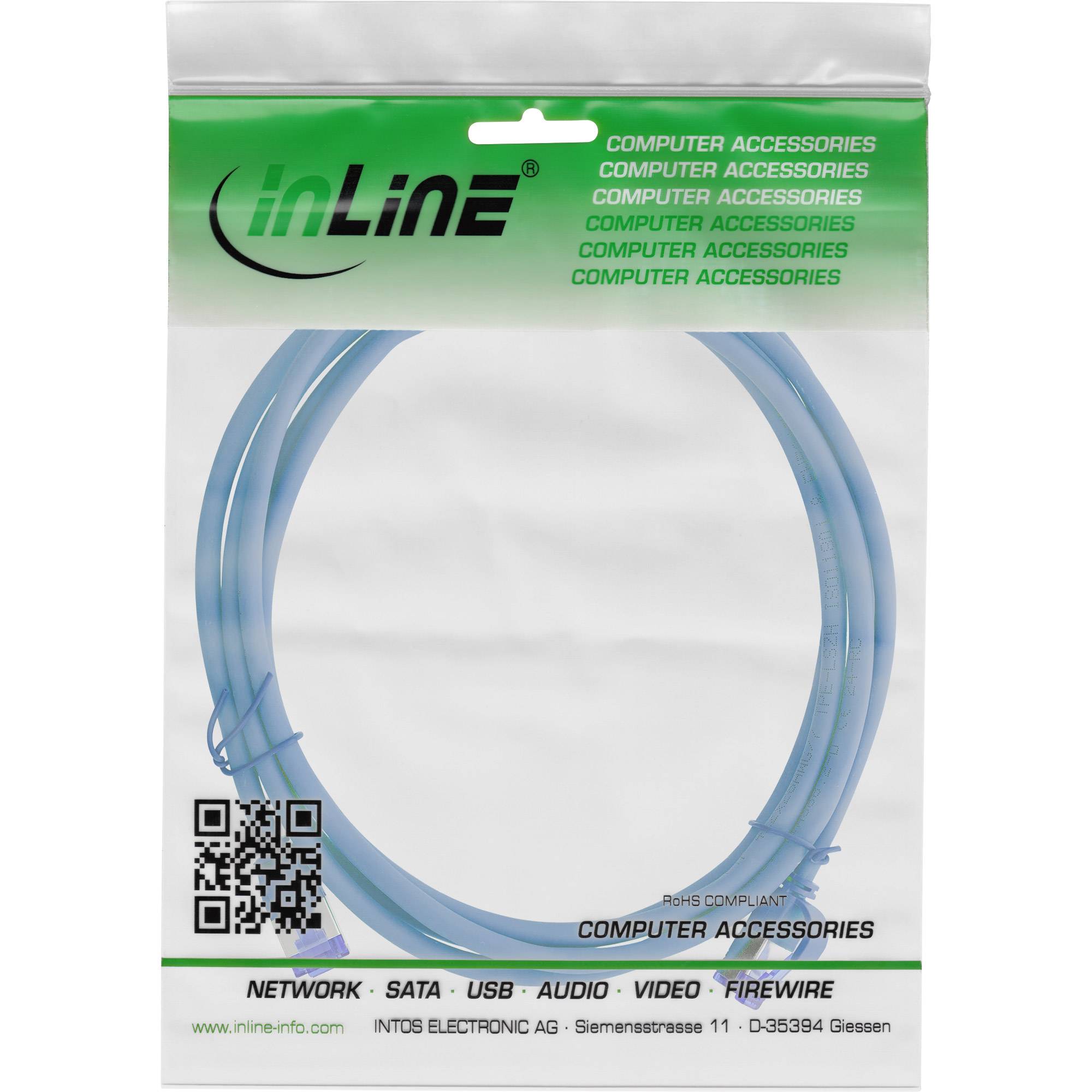 InLine® Patchkabel Slim, Cat.6A, S/FTP, TPE (LSZH) flexibel, PoE, blau, 10m Kabel RJ45 Cat.6A-2