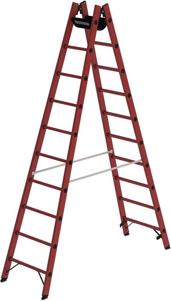 MUNK Günzburger Steigtechnik 36410 Vollkunststoff Stufen-Doppelleiter Arbeitshöhe (max.): 4 m Rot, Schwarz 19.6 kg-0
