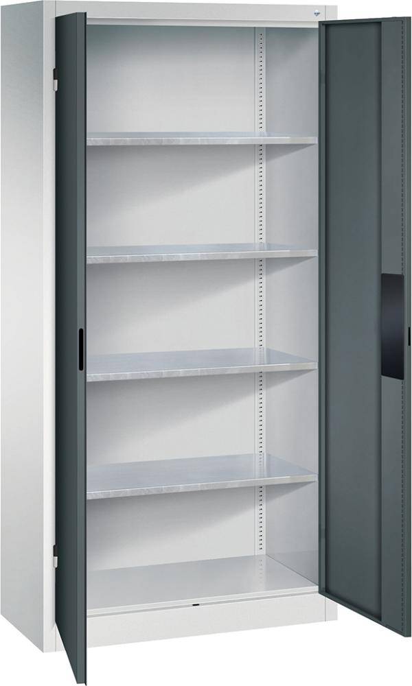 Schwerlastschrank m.TürenB930xT400xH1950 mm RAL 7035/7016,4Fachböden Tragkraft 110kg - Artikel: 7830372500-0