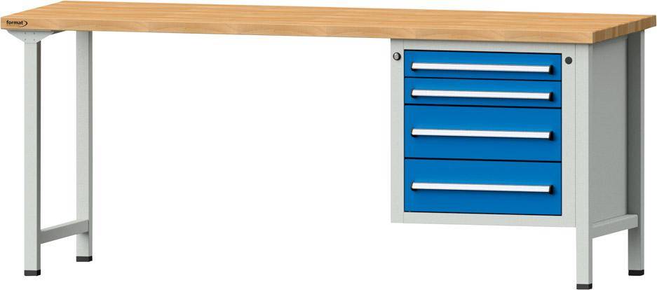 Format Kombi-Werkbank B2000xT700xH840mm RAL 7035/5012 BMP: 40 mm 4 Schubladen - Artikel: 7830944240-0