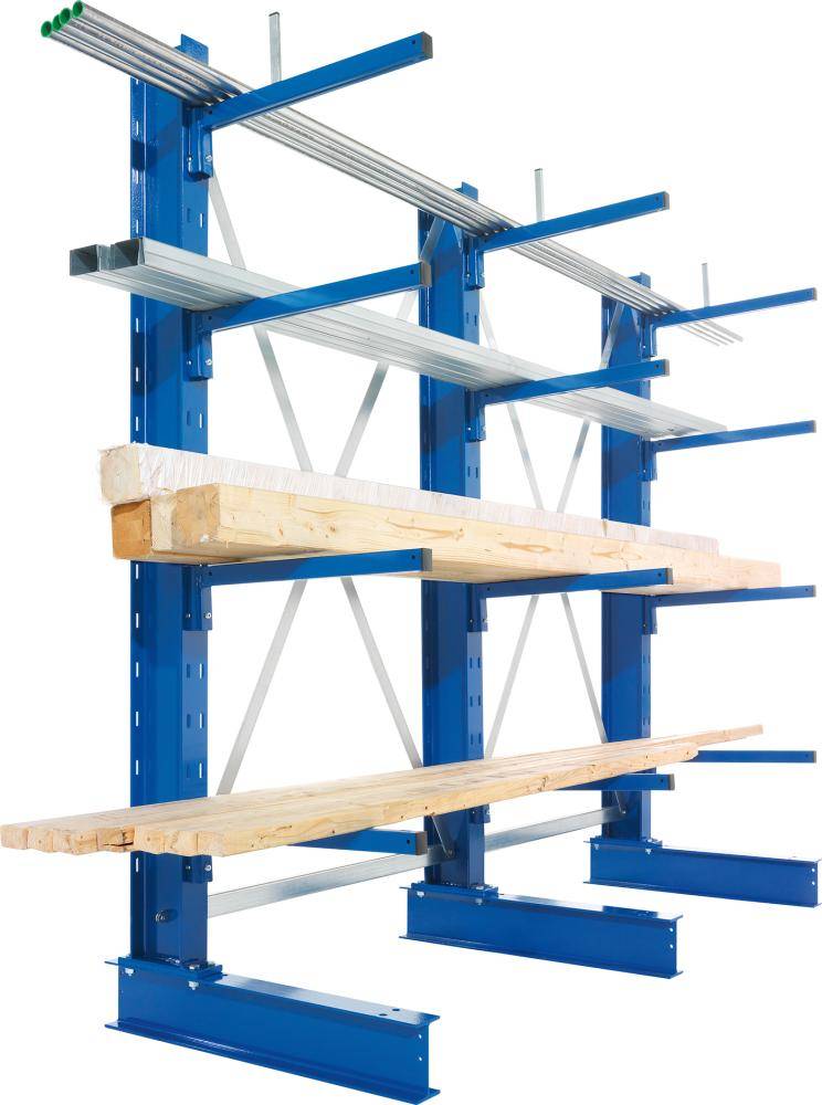 Kragarmregal L Anbaufeld B1330xT400xH3000 mm einseitig RAL 5010 5 Arme Traglast 220kg - Artikel: 7830426169-0