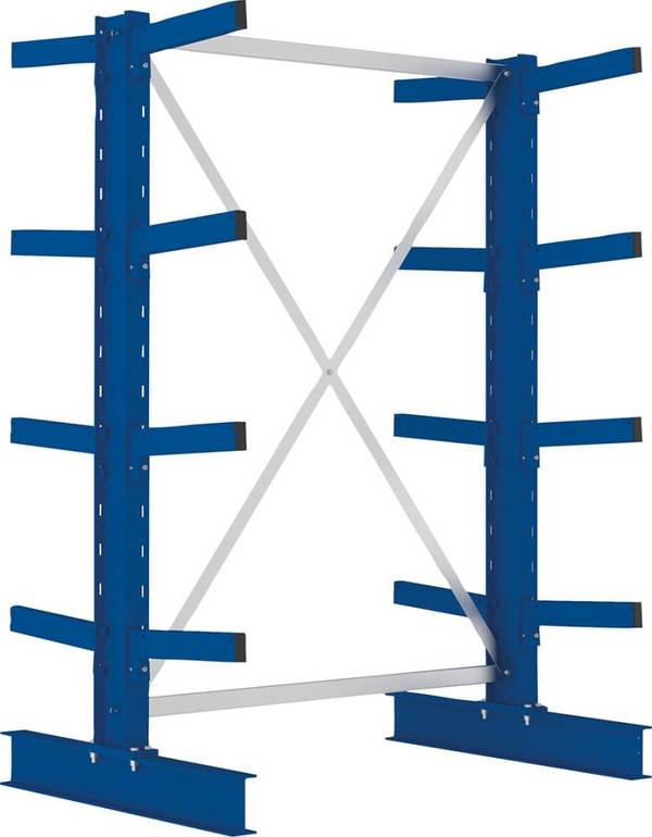 Kragarmregal M Grundfeld B1300xT2x600xH2000 mm doppelseitig RAL 5010 2x4 Arme Traglast 355kg - Artikel: 7830425954