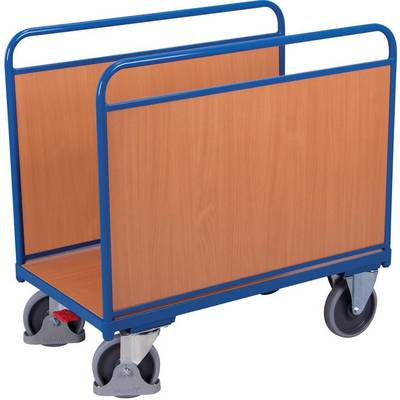 VARIOfit Seitenbügelwagen mit Längswänden aus Holz 1060x640mm Enzianblau RAL 5016-0