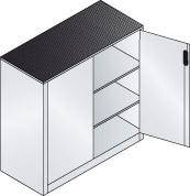 Beistellschrank B1200xT500xH1200 mm RAL 7035, 2 Fachböden Tragkraft 70kg - Artikel: 7830772181-0