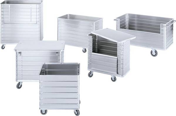 Alu-Kastenwagen,Ladefl. LxB 1000x640mm,415l,HxLxB 855x1050x690mm,Gummi-Bereifung