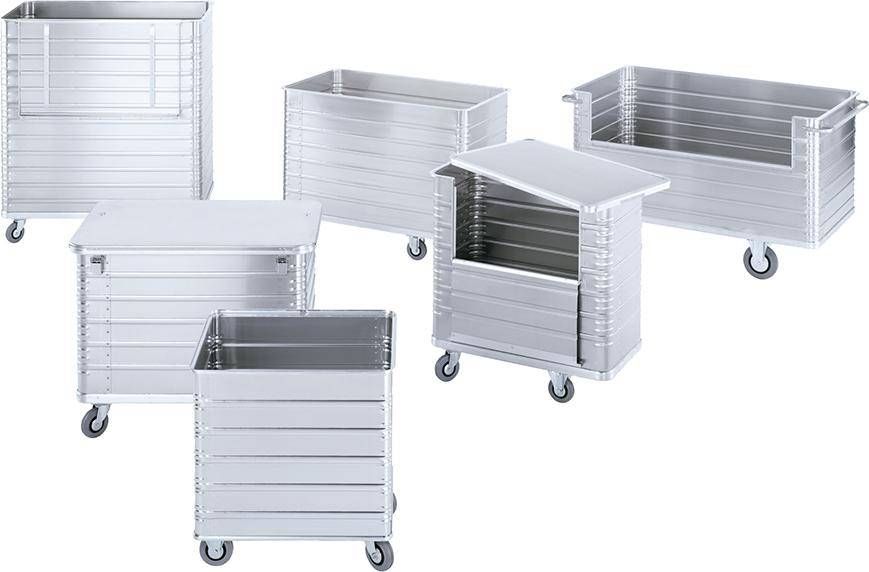 Alu-Kastenwagen,Ladefl. LxB 1000x640mm,415l,HxLxB 855x1050x690mm,Gummi-Bereifung