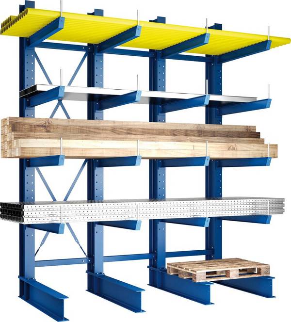 Kragarmregal Heavy B4100xT1250xH4000 mm einseitig RAL 5010 5 Ebenen Traglast 2000kg - Artikel: 7830426259