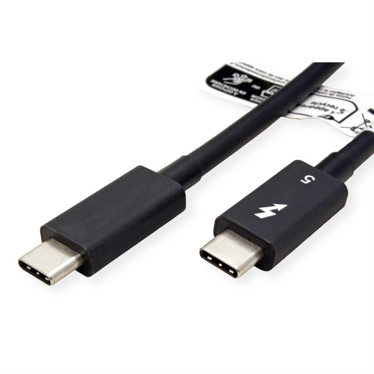 ROLINE Thunderbolt™ 5 Kabel, USB C-C, ST/ST, 8K UHD-2, 80Gbit/s, 240W, passiv, schwarz, 1 m-1