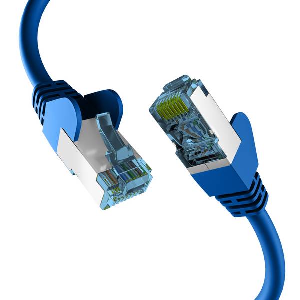 RJ45 PATCHKABEL mit CAT7 ROHKABEL BLAU 0,5m, S/FTP PIMF Netzwerkkabel LAN DSL Ecommerce Patchkabel