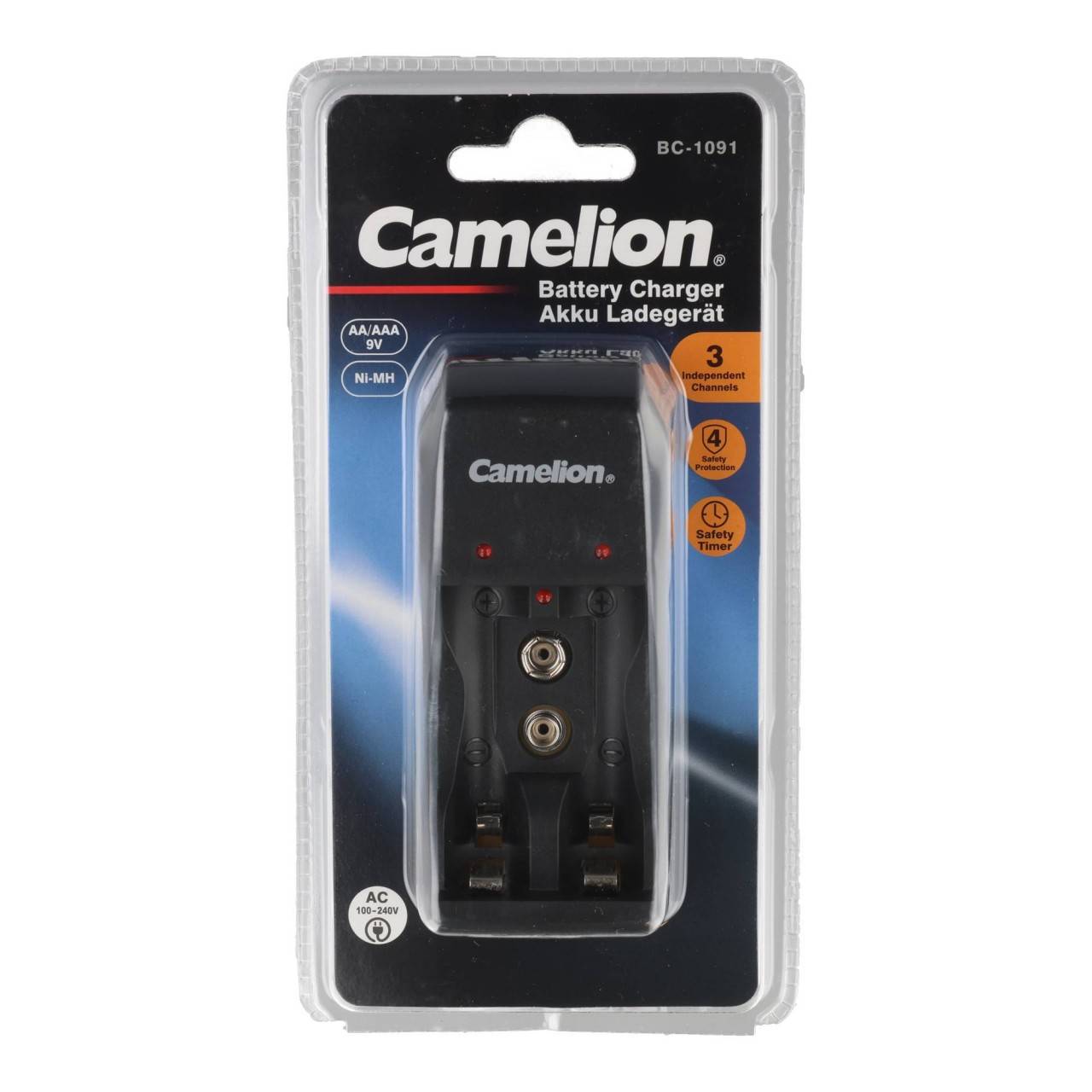 Camelion Stecker-Ladegerät BC-1091 für 1-2 AA oder 1-2 AAA oder 1x 9V Block Ni-MH Akkus-1