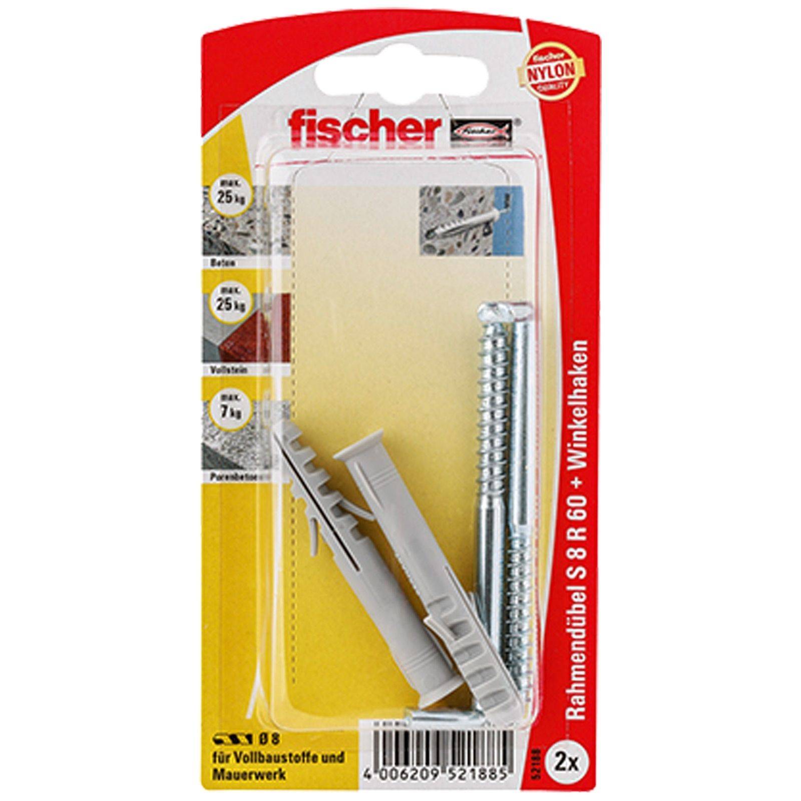 Fischer 2x Rahmendübel S 8 RW - 52188-0