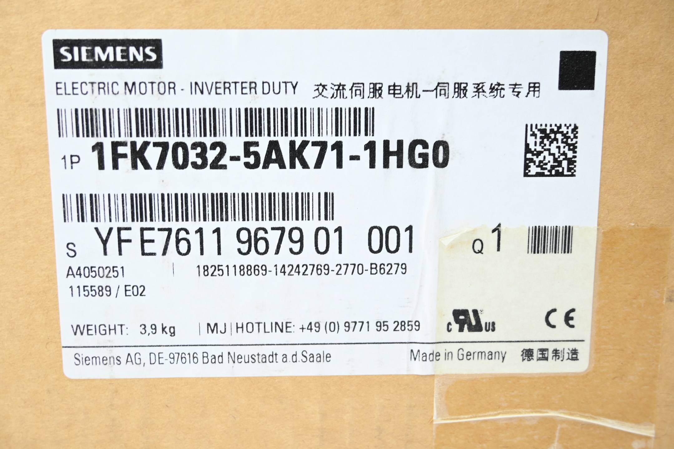 Siemens Dig.Industr. Synchronmotor 1Fk7-Ct M0-1