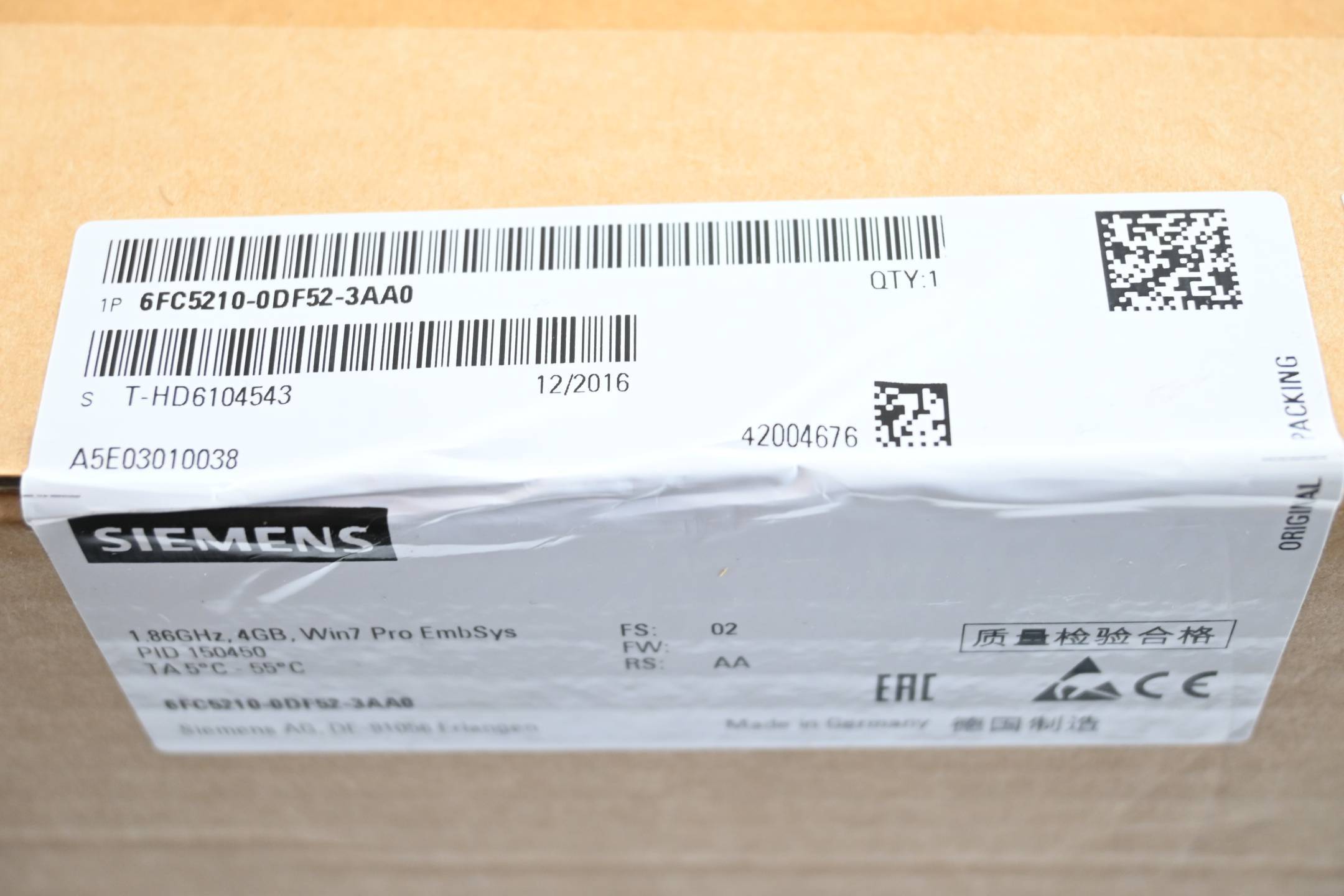 Siemens Sinumerik PCU 50.5-C 6FC5210-0DF52-3AA0 ( 6FC5 210-0DF52-3AA0 ) V. 02-2