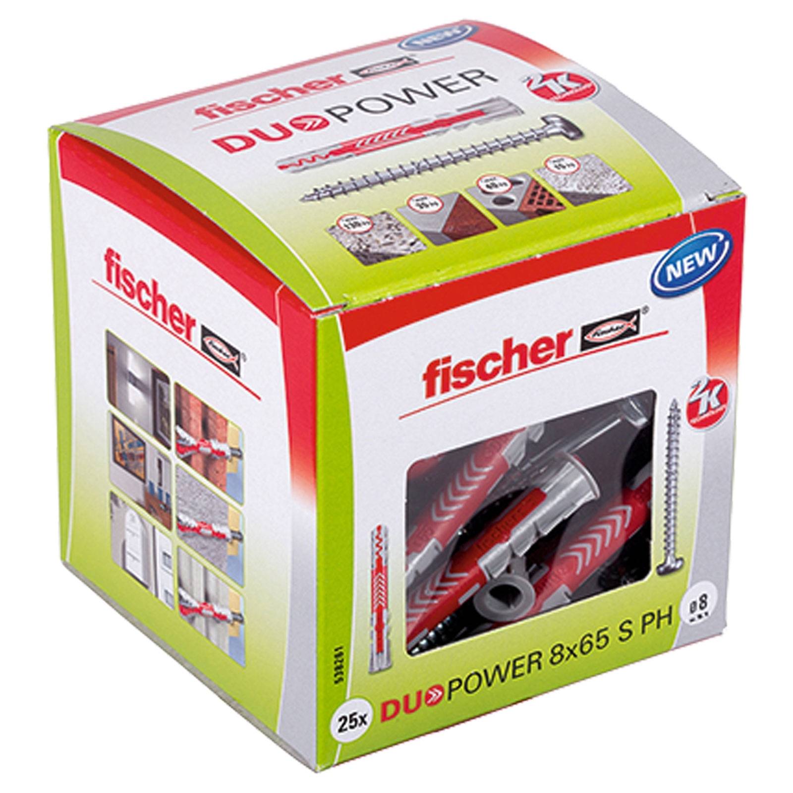 Fischer DUOPOWER 8 x 65 S PH LD, Spreizdübel, Beton, Metall, Grau, 65 mm, 8 mm-3
