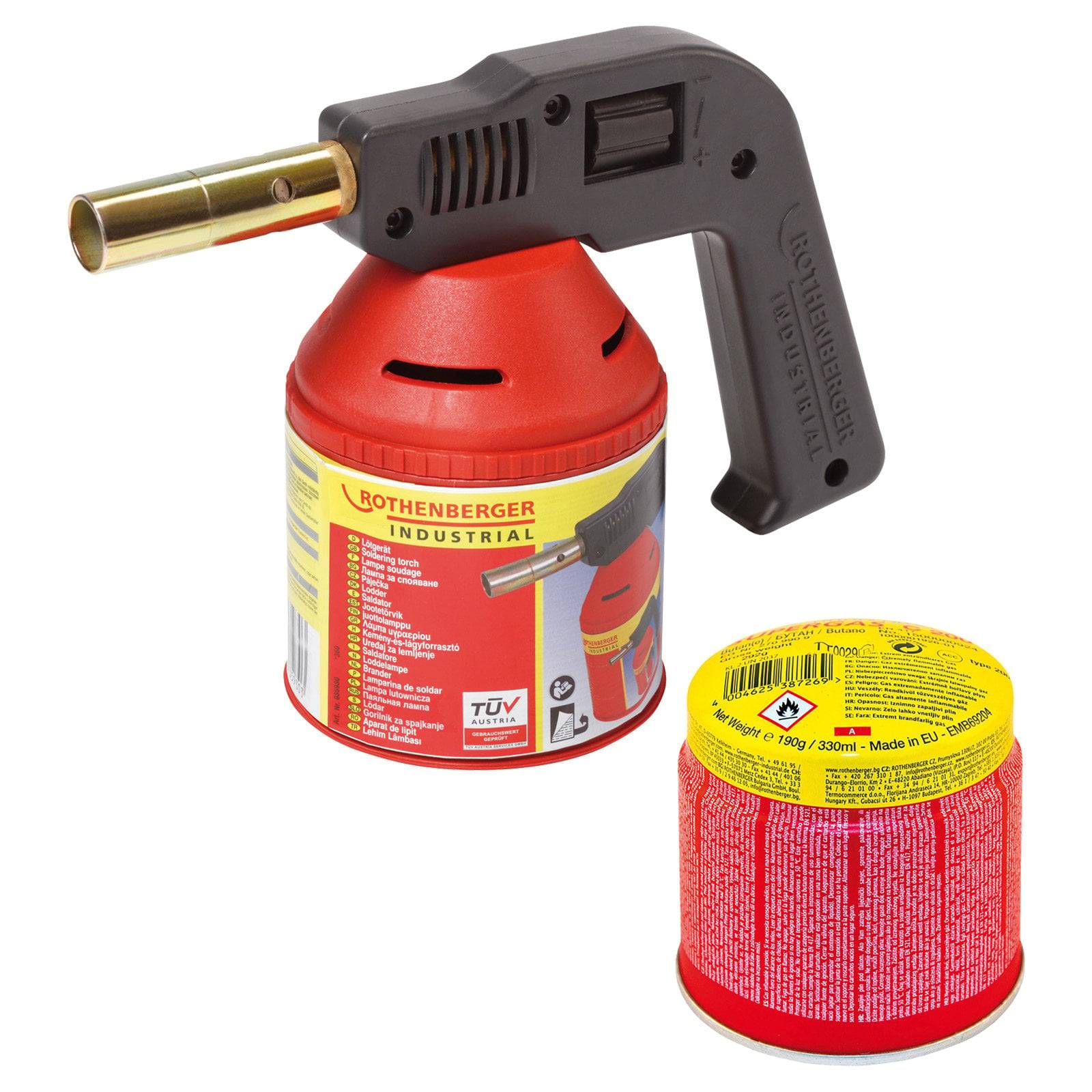 ROTHENBERGER Industrial RoFlame Premium Lötlampe 1.750 °C inkl. 1x C200 Kartusche 330 ml mit ILL System - 1500004629-0