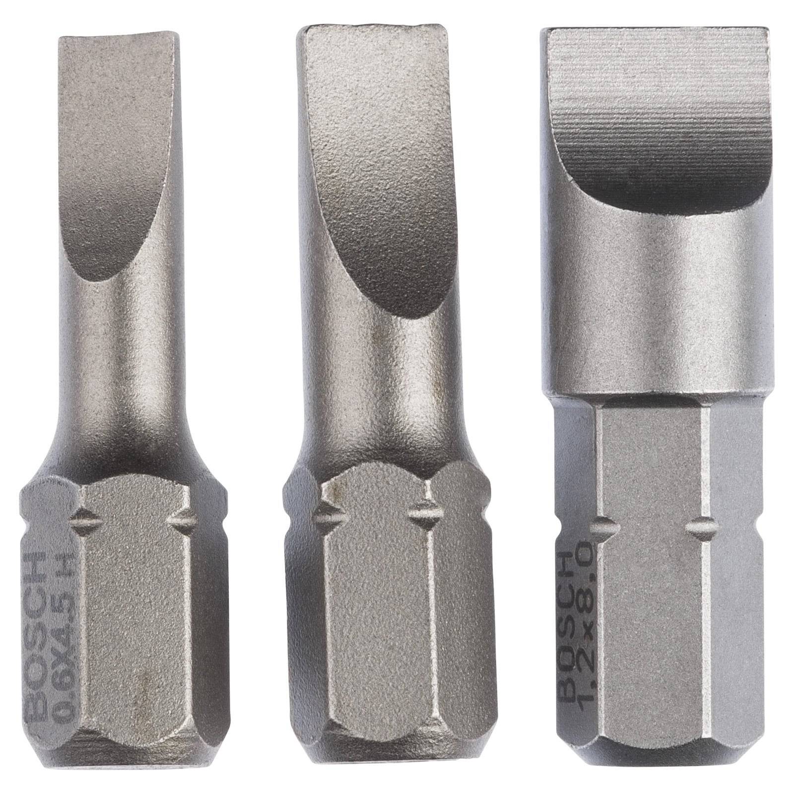 Bosch Schrauberbit-Set Extra-Hart (S), 3tlg. 25 mm, S0,6x4,5, S0,8x5,5, S1,2x8,0 - 2607001750