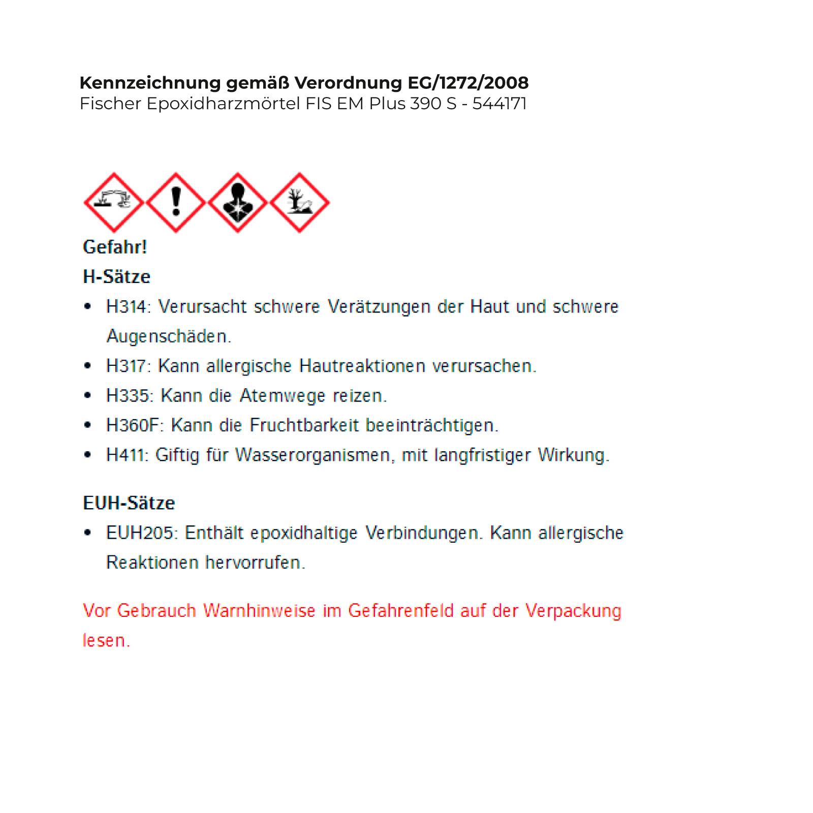 Fischer Epoxidharzmörtel FIS EM 544171 Plus 390 S-2