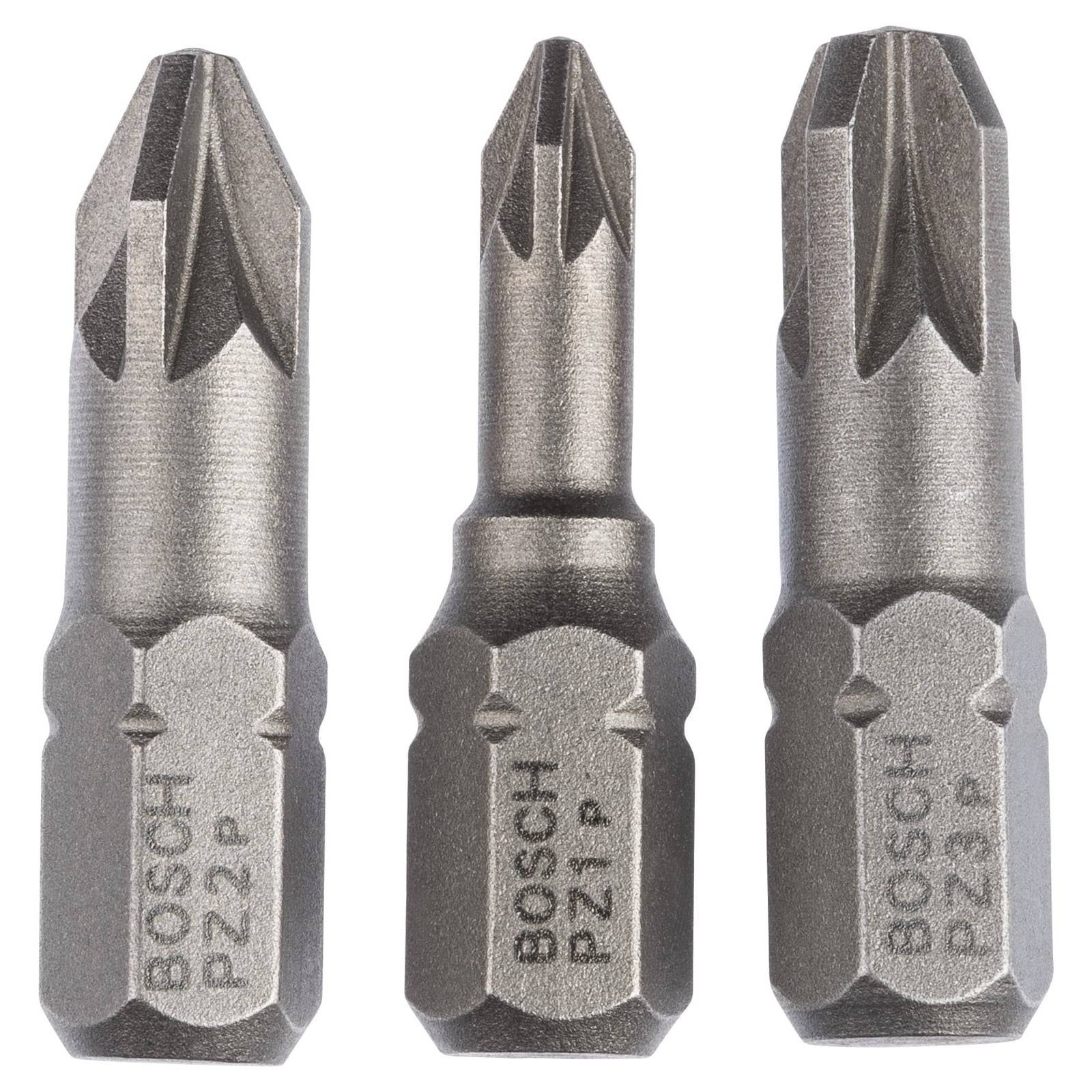 Bosch Schrauberbit-Set Extra-Hart (PZ), 3tlg. PZ1, PZ2, PZ3, 25 mm -2607001753-0