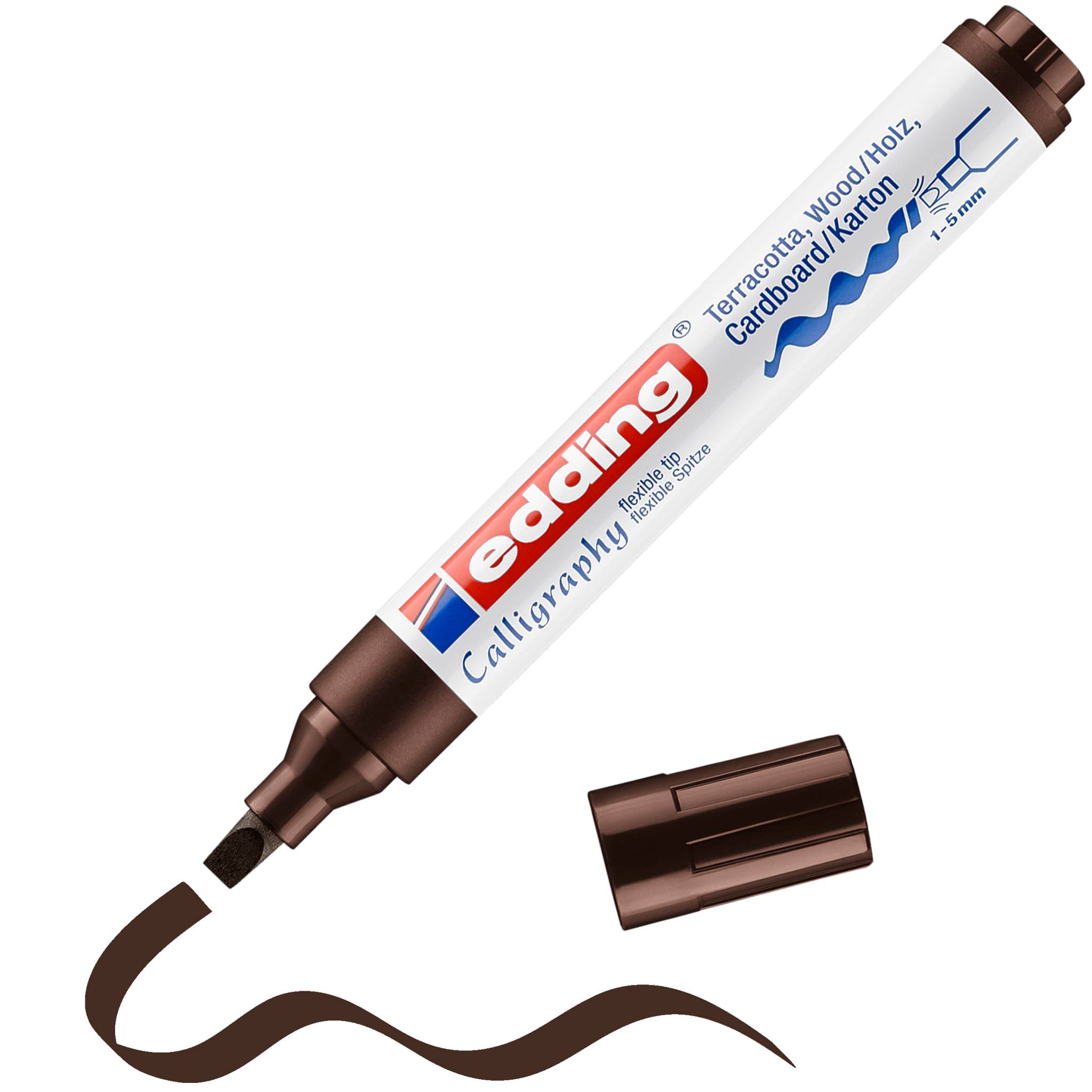 edding 1455 Kalligrafiemarker mit flexibler Spitze dunkelbraun