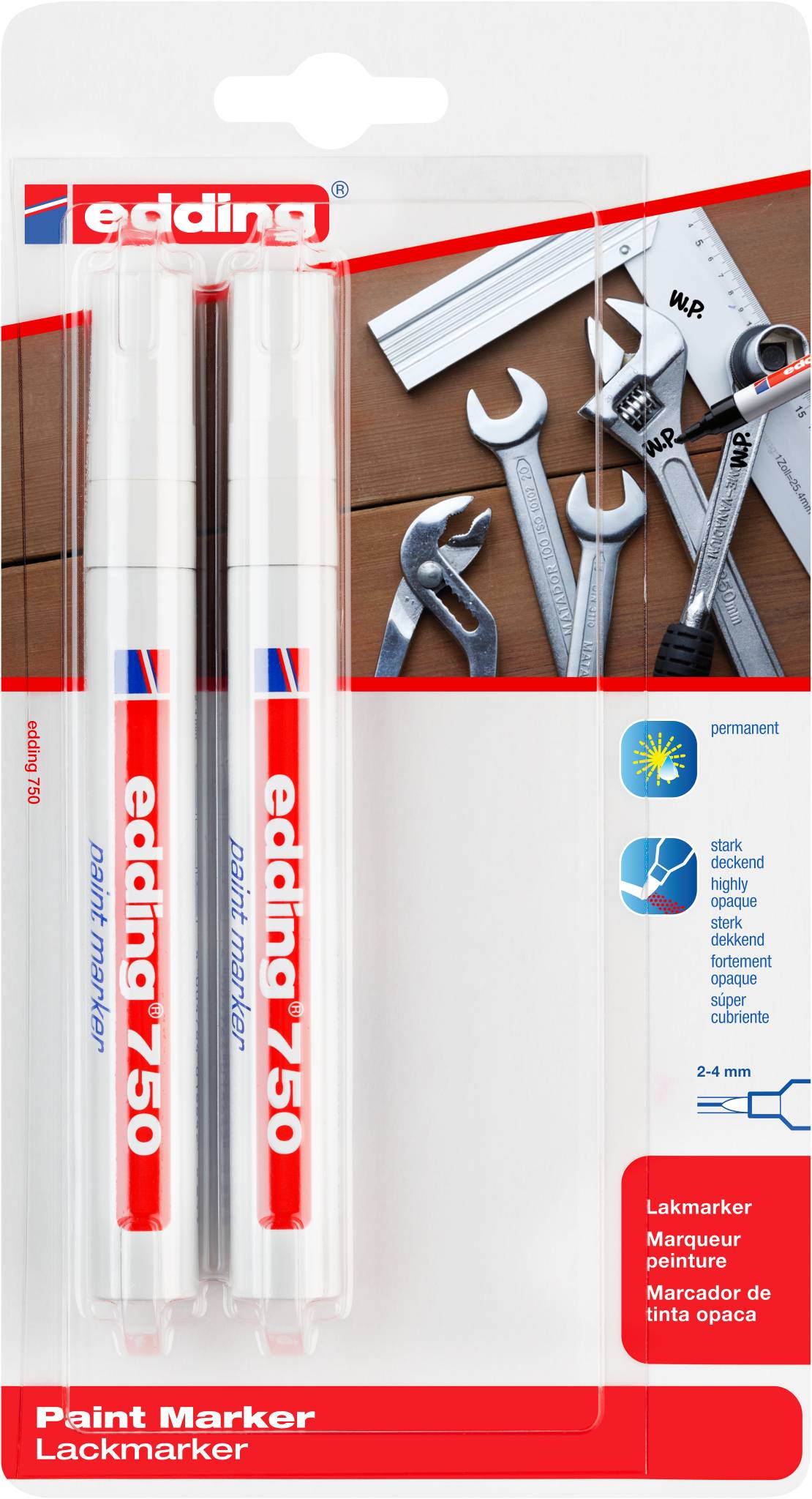 edding 750 Lackmarker 2er-Blister weiß-1