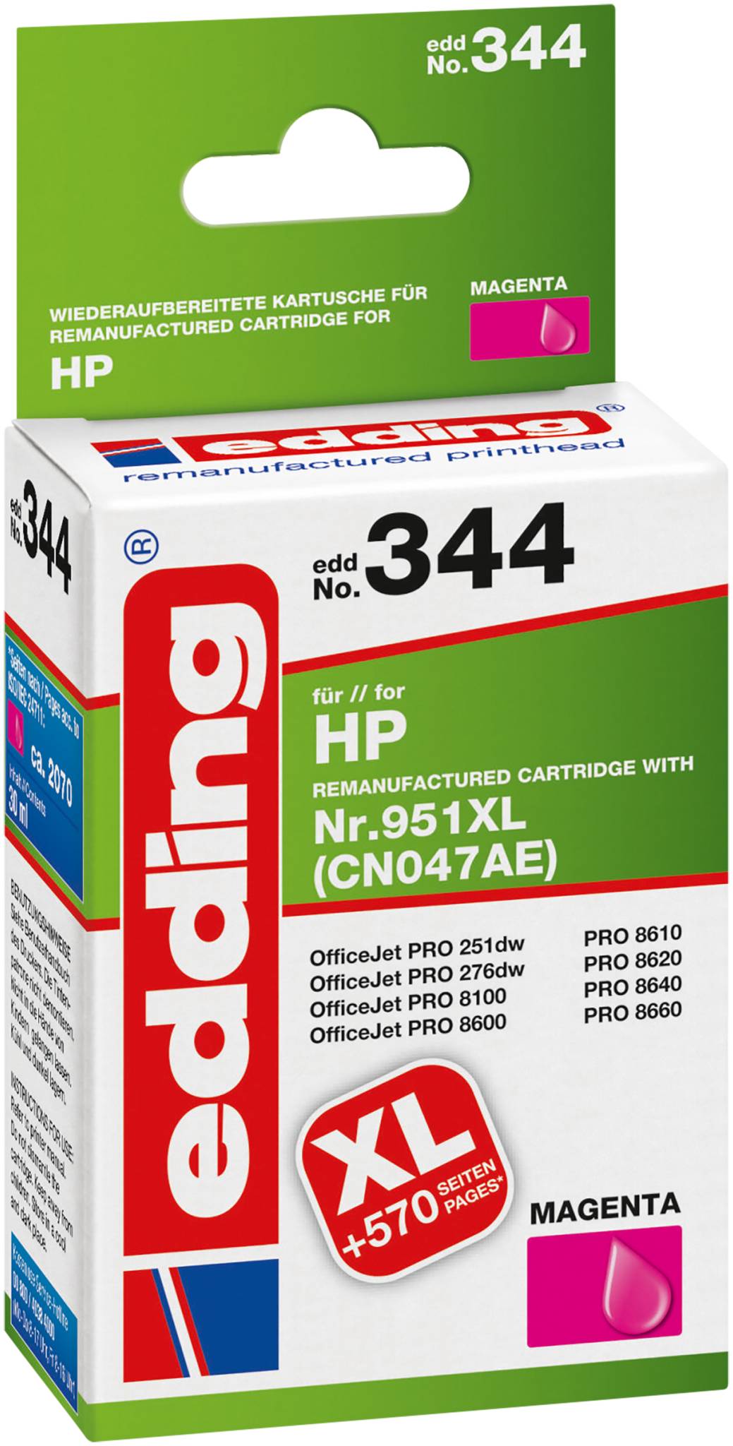 EDD-344 ersetzt HP 951XL (CN047AE) - magenta - 30 ml-0