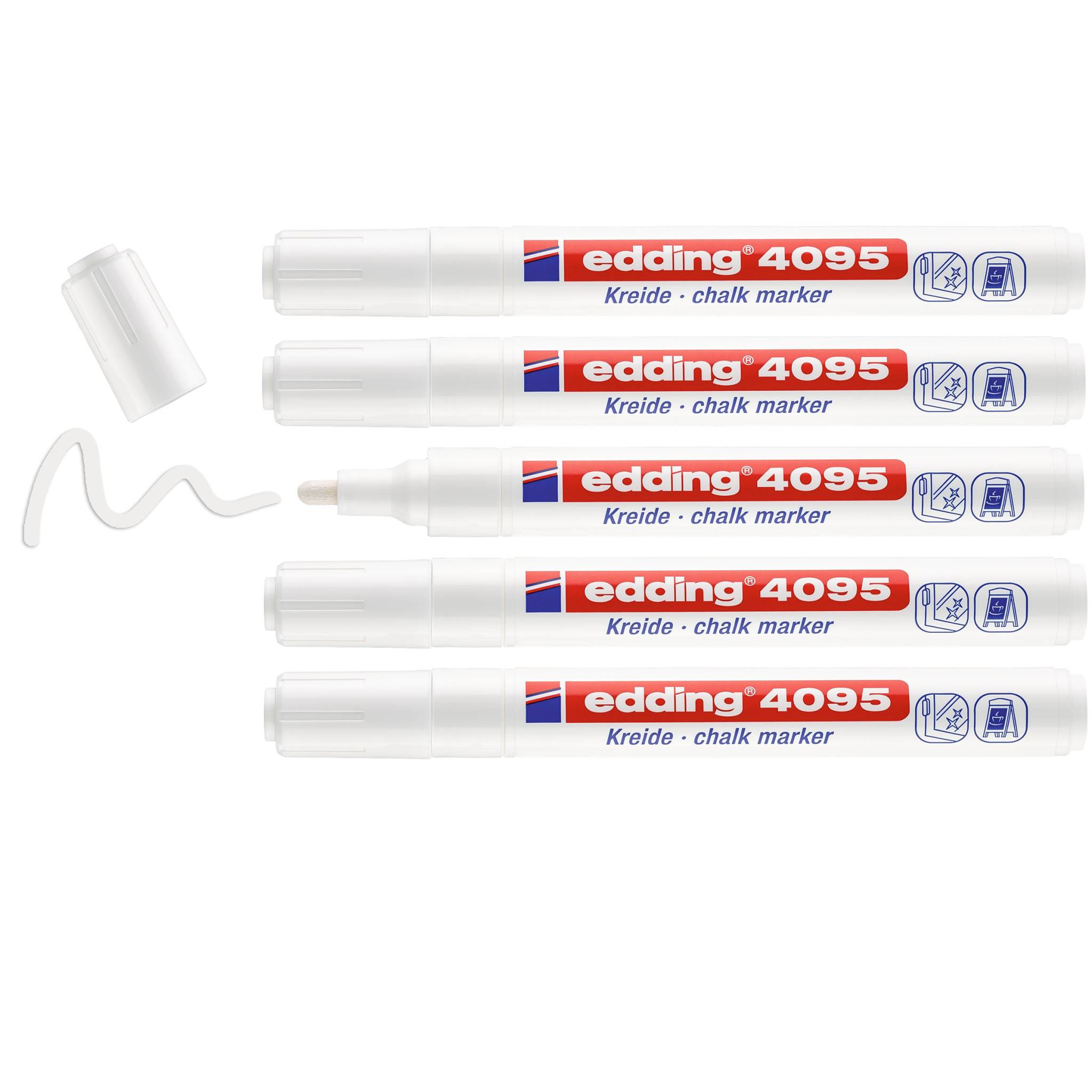 edding 4095 Kreidemarker 5er-Set weiß-1