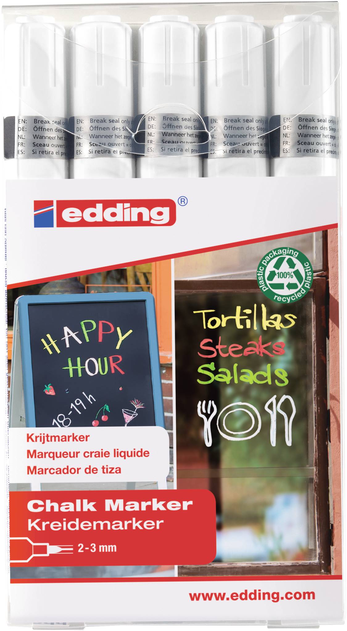 edding 4095 Kreidemarker 5er-Set weiß-2