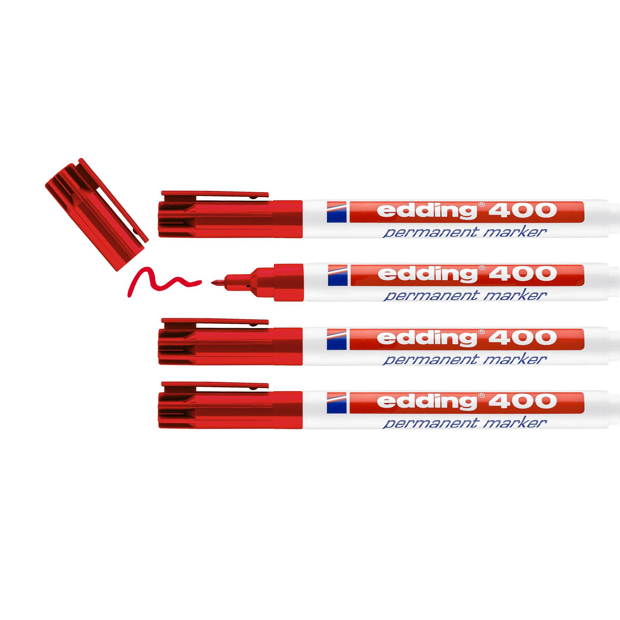 edding 400 Permanentmarker 4er-Blister rot-4