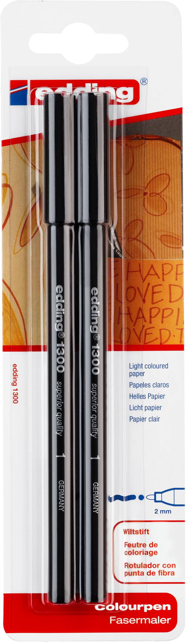edding 1300 Fasermaler medium 2er-Blister schwarz-4