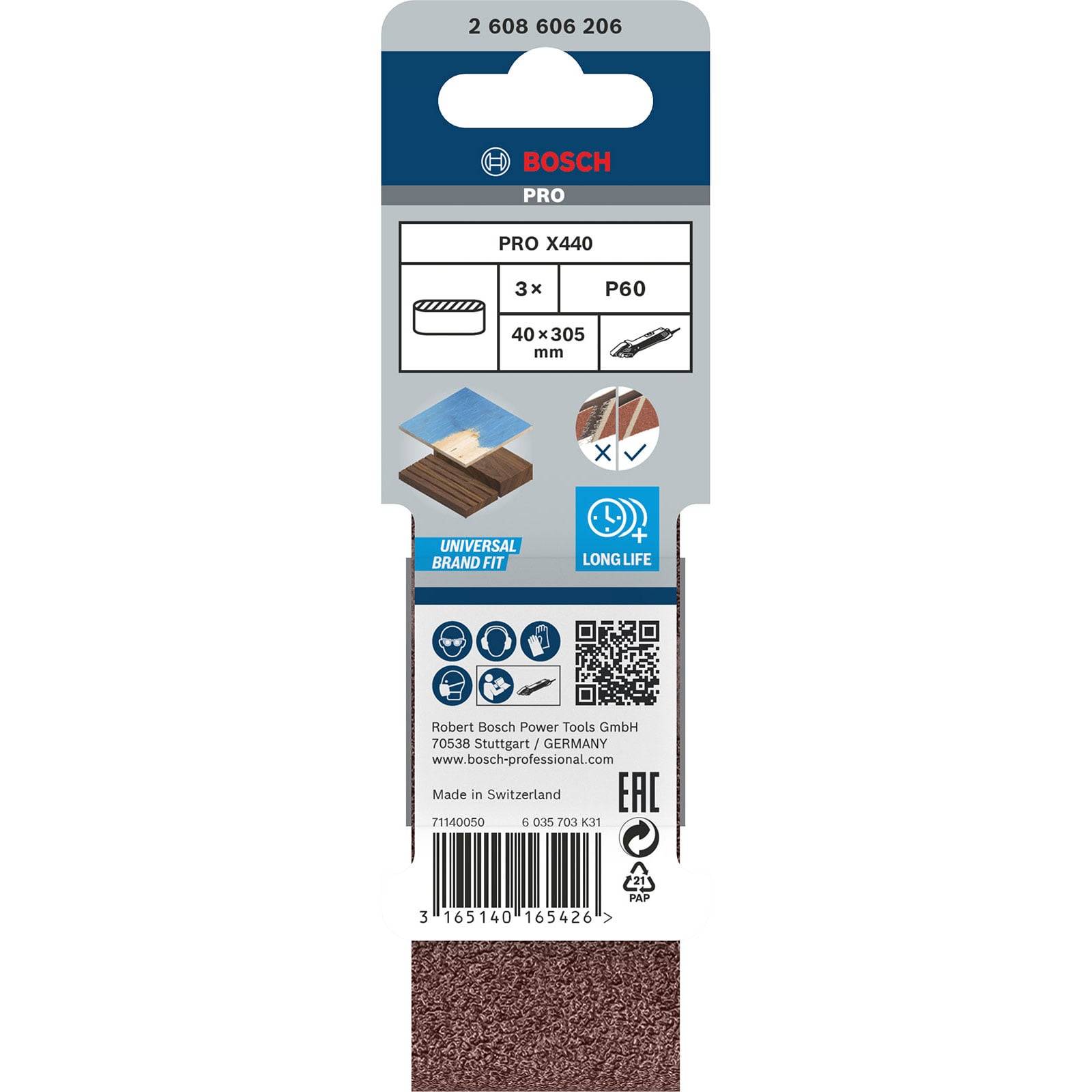 Bosch PRO X440 Schleifband 40 x 305 mm 60 - 2608606206-2
