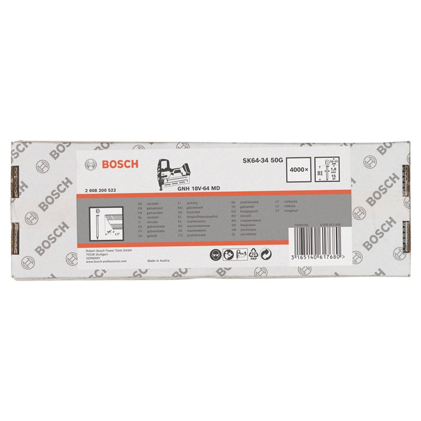 Bosch DA Senkkopf-Stift, SK64-34 50G, 1,8mm, 50mm, verzinkt, 4000er-Pack - 2608200522-1