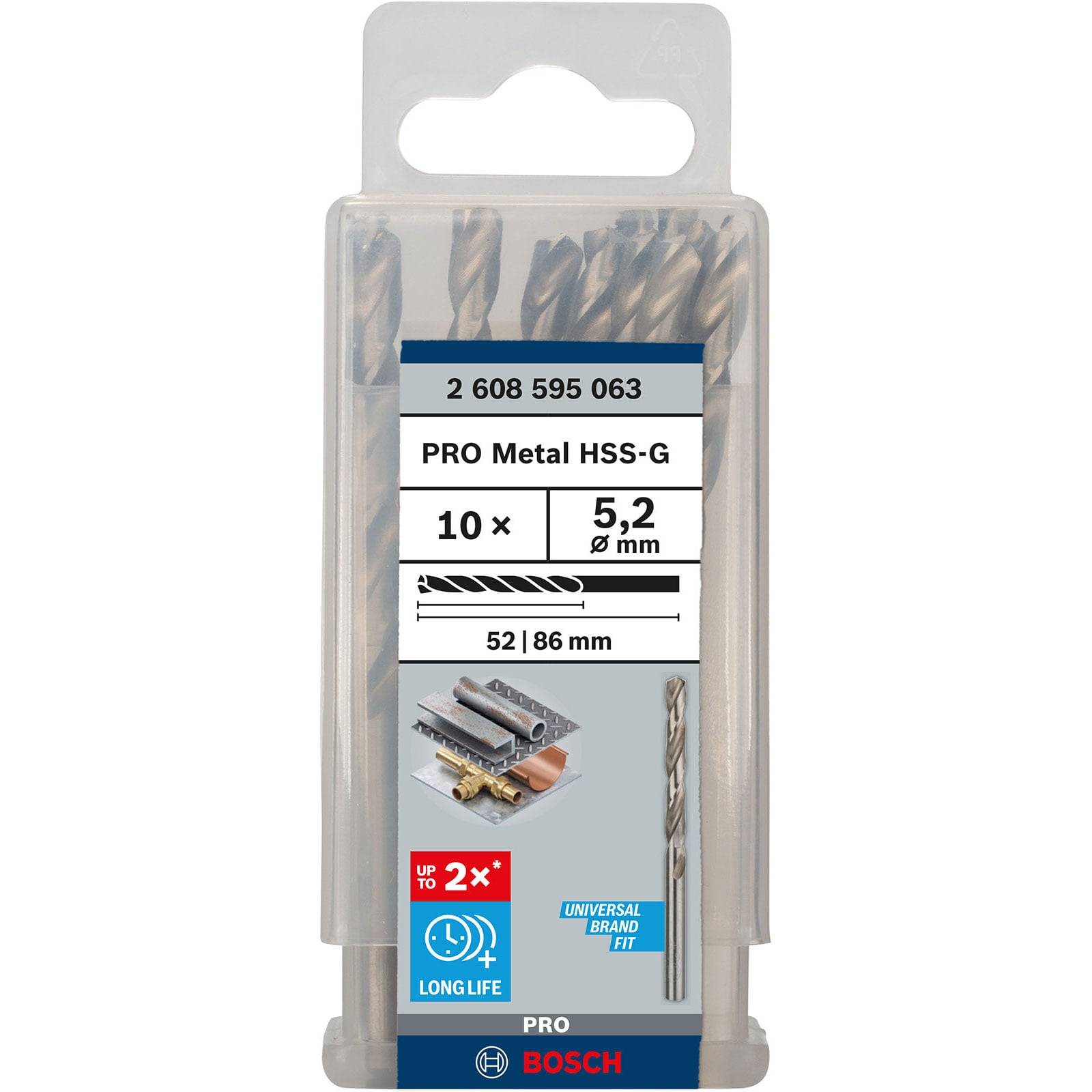 Bosch PRO Metal HSS-G Spiralbohrer 5,2 x 52 x 86 mm - 2608595063-2