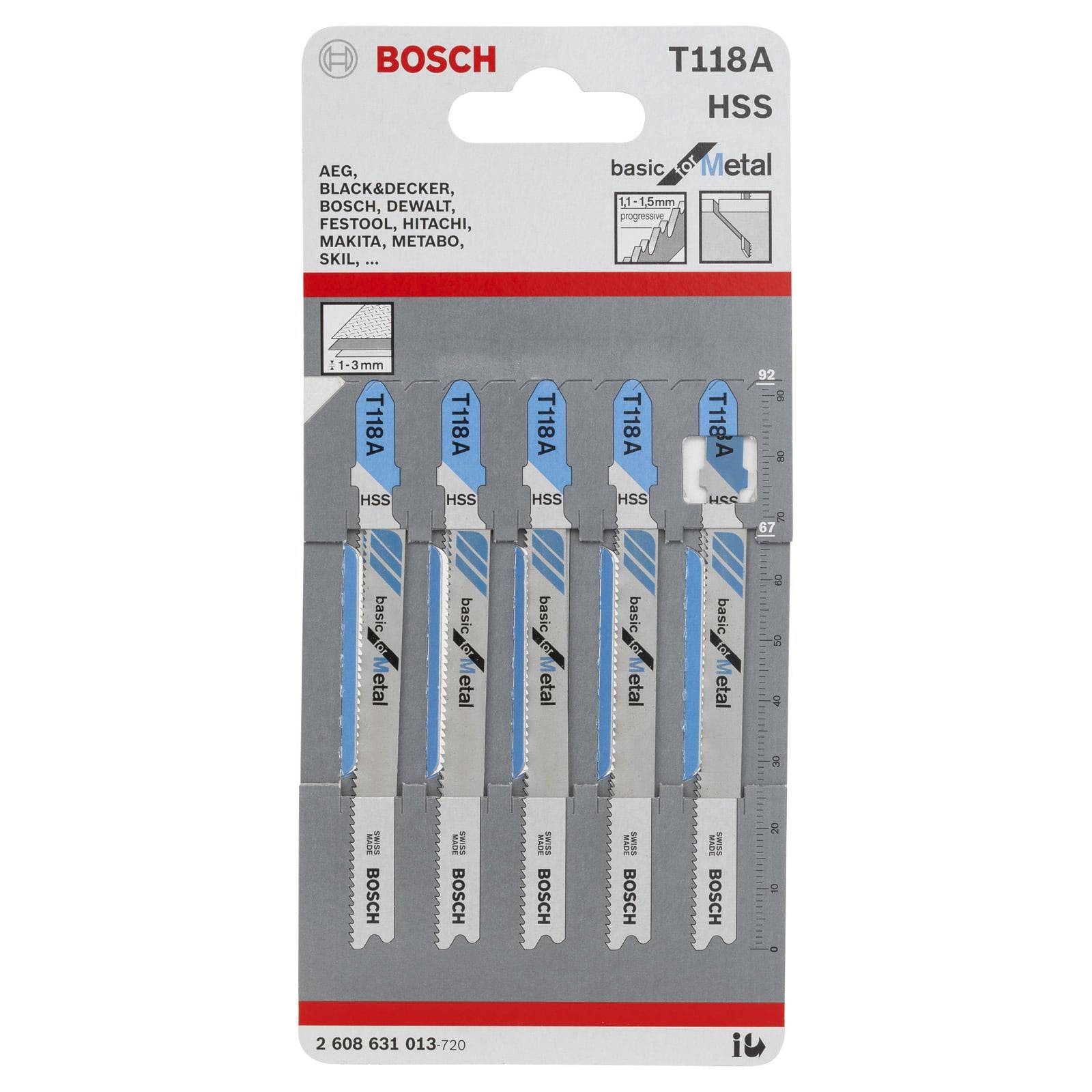 Bosch 5x Stichsägeblatt T 118 A Basic for Metal - 2608631013-2
