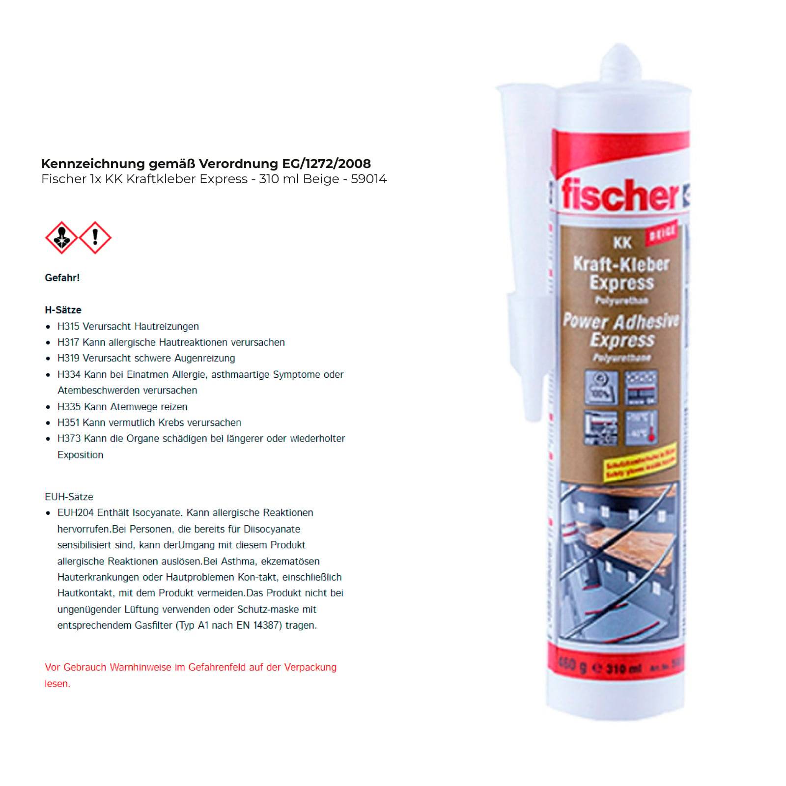 Fischer 1x KK Kraftkleber Express - 310 ml Beige - 59014