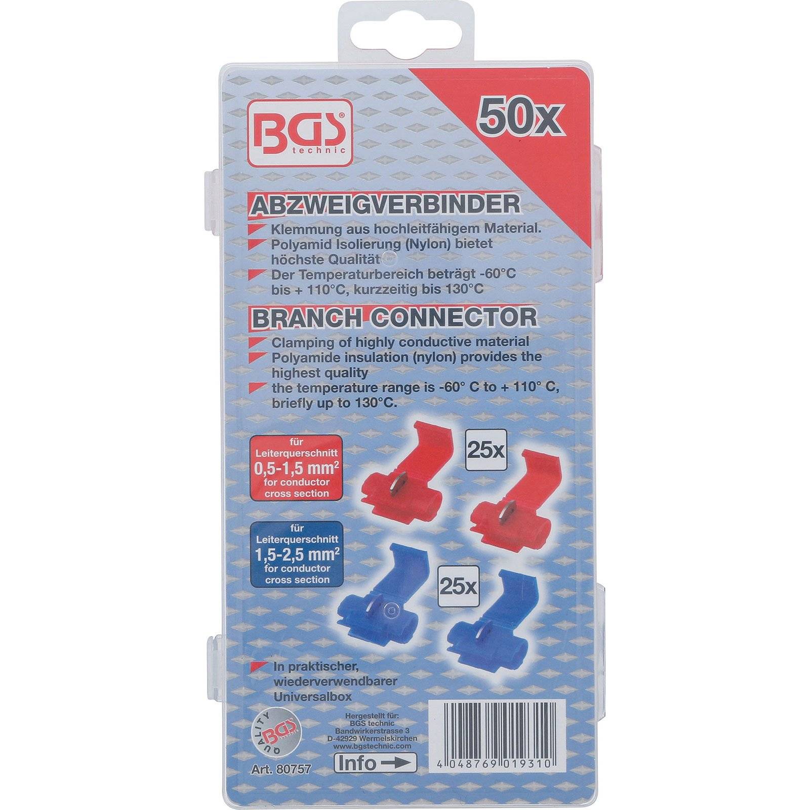 BGS Abzweigverbinder-Sortiment 50tlg. - 80757-3
