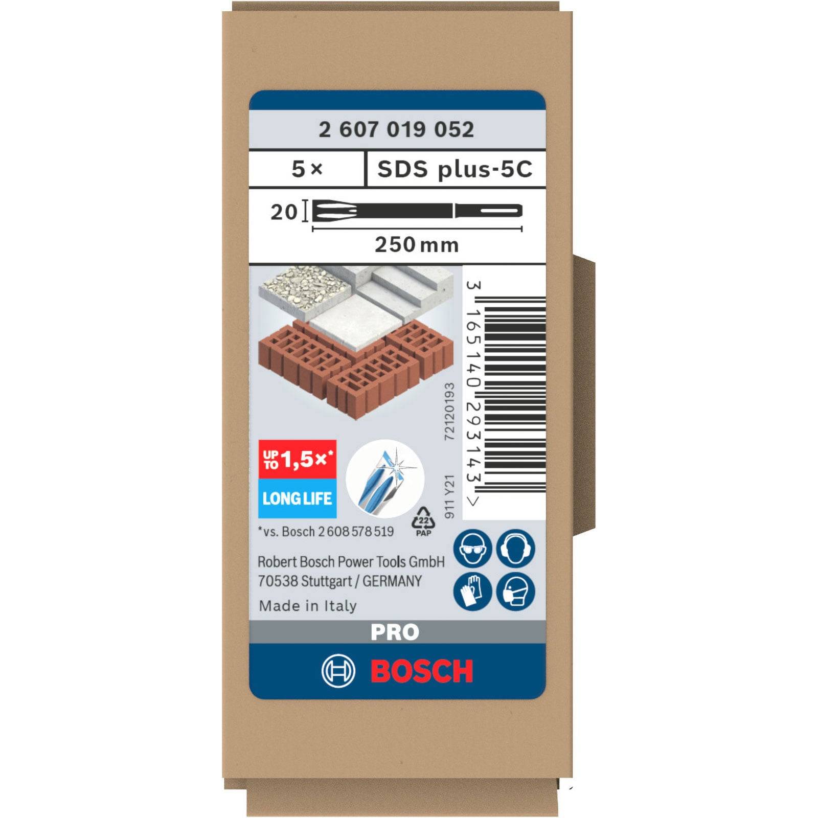 BOSCH 2607019052, Flachmeißel SDS plus, 250 x 20 mm, 5Stck-4