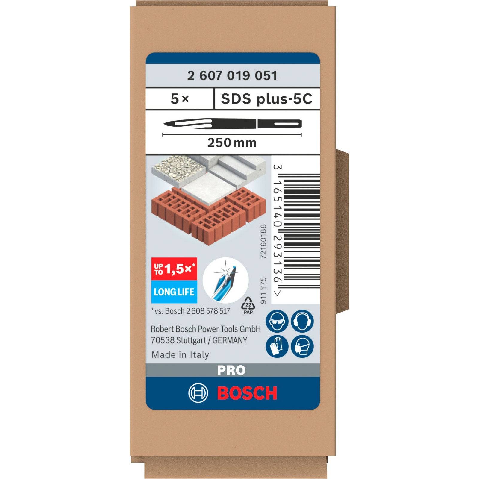 Bosch Spitzmeißel mit SDS-plus-Aufnahme, 250 mm, 5er-Pack-3