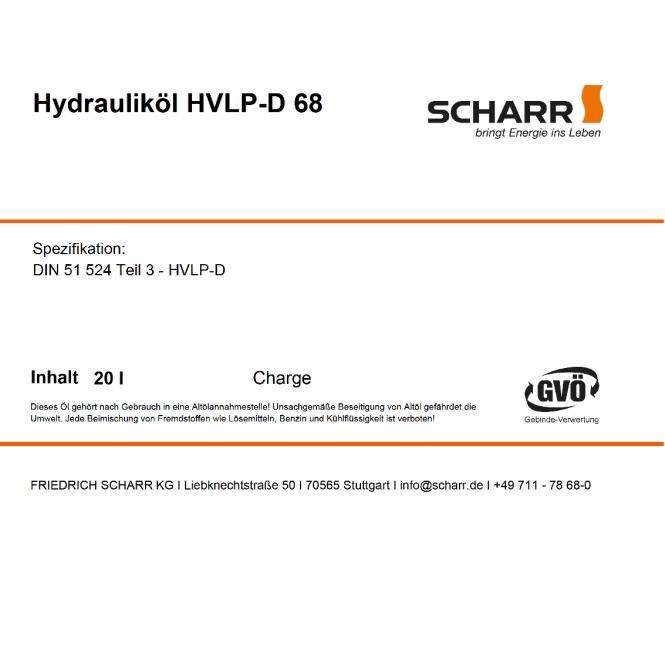 Scharr Hydrauliköl 68 (Scharr HVLP-D 68-60L)-1