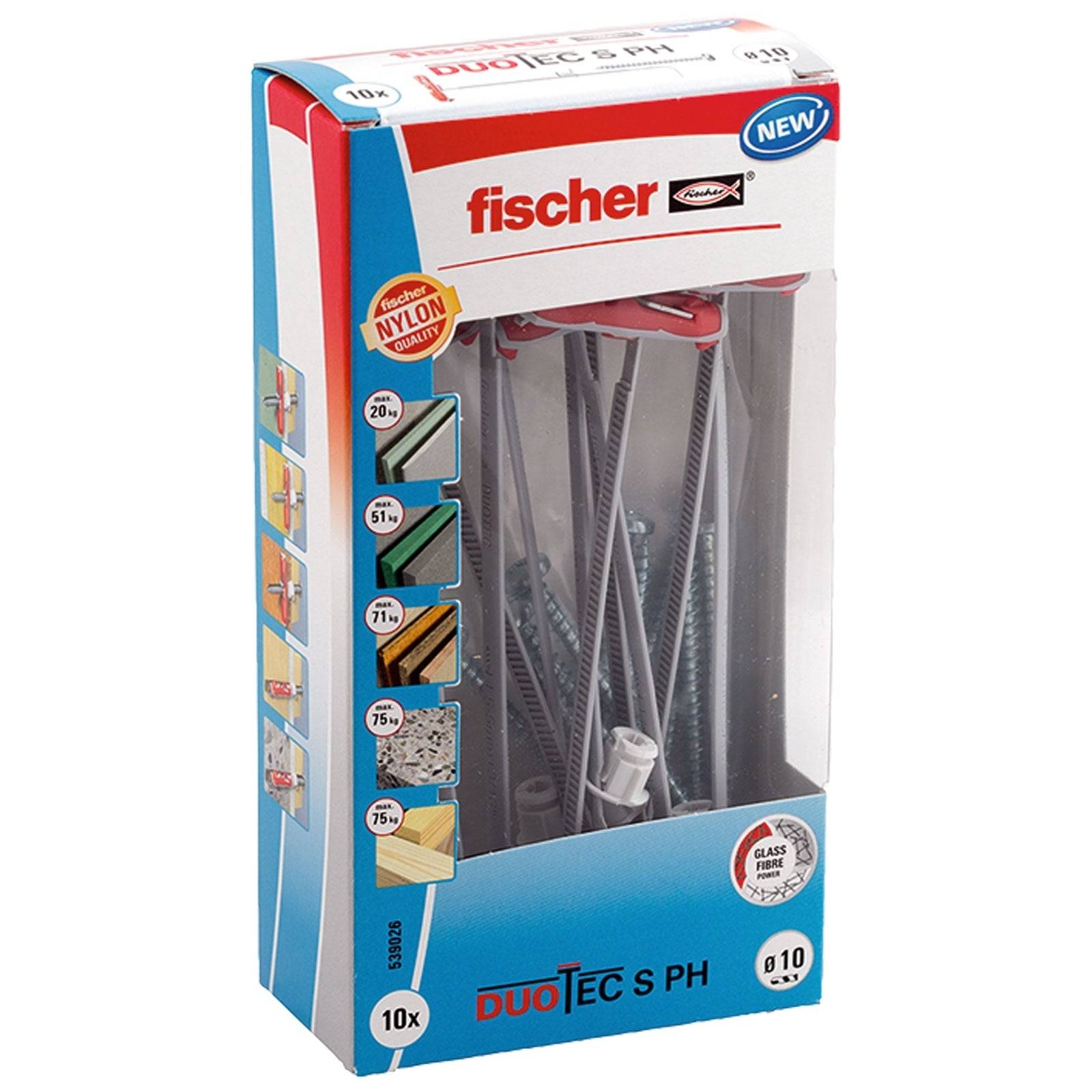 Fischer DUOTEC 10 S PH LD, Spreizdübel, Beton, Metall, Grau, 50 mm, 1 cm-1