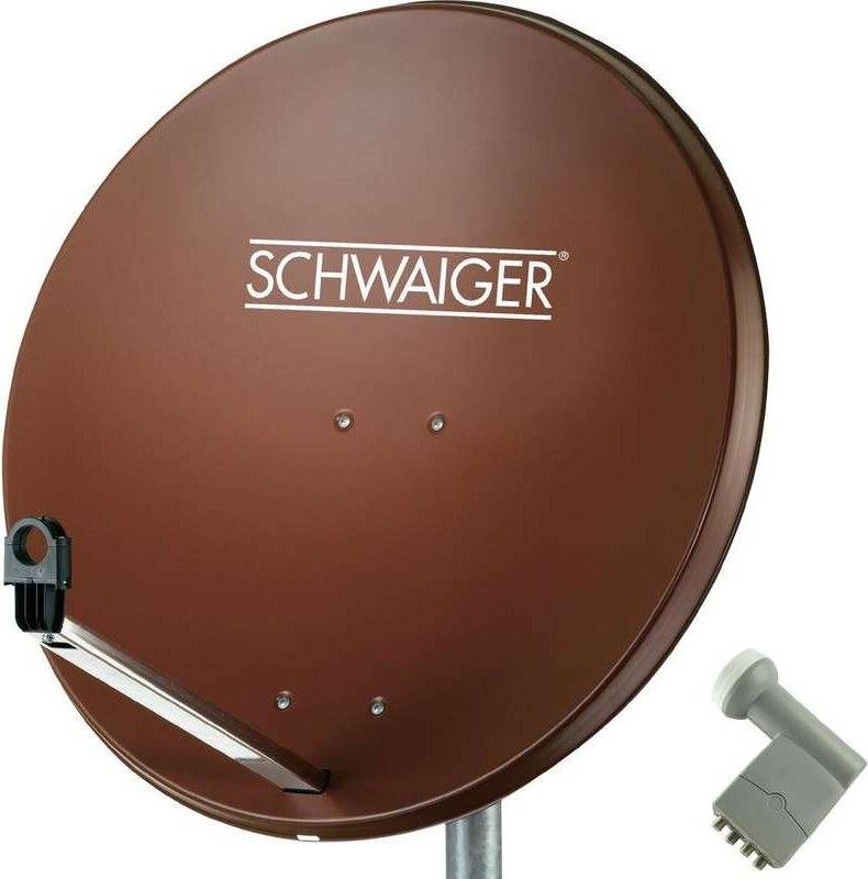 Schwaiger SAT Anlage 80 cm 4 Teilnehmer Quad-LNB mit Switch Ziegel-Rot-0