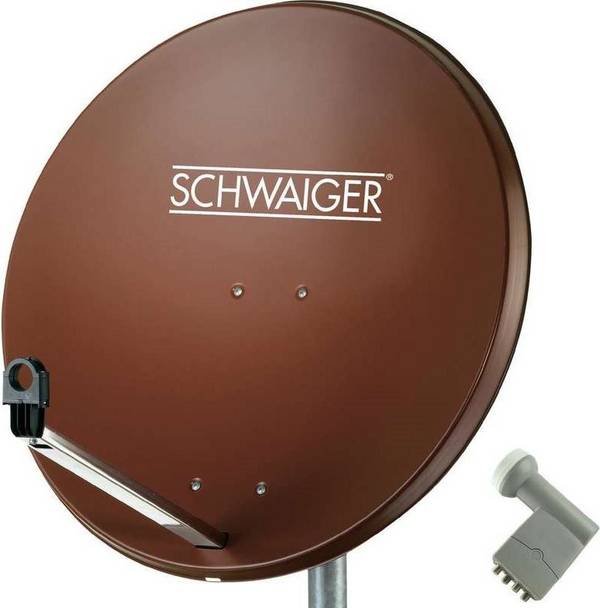 Schwaiger SAT Anlage 80 cm 4 Teilnehmer Quad-LNB mit Switch Ziegel-Rot