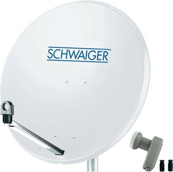 Schwaiger SAT Anlage 80 cm 2 Teilnehmer Twin-LNB Hellgrau