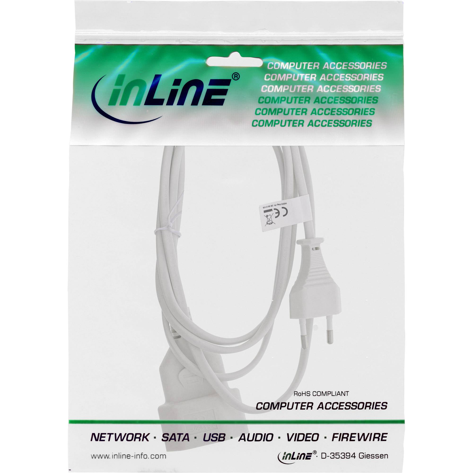 InLine® Euro-Verlängerung, Eurostecker an Eurokupplung, weiß, 5m-3