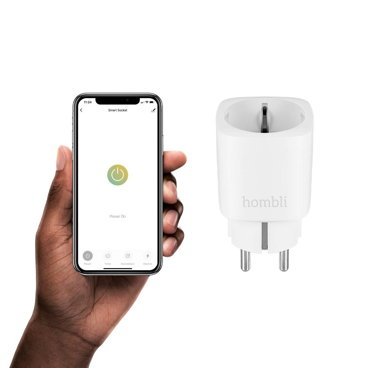Hombli Smart-Steckdose EU, Kabellos, WLAN, Indoor, Weiß, Kunststoff, Status-2