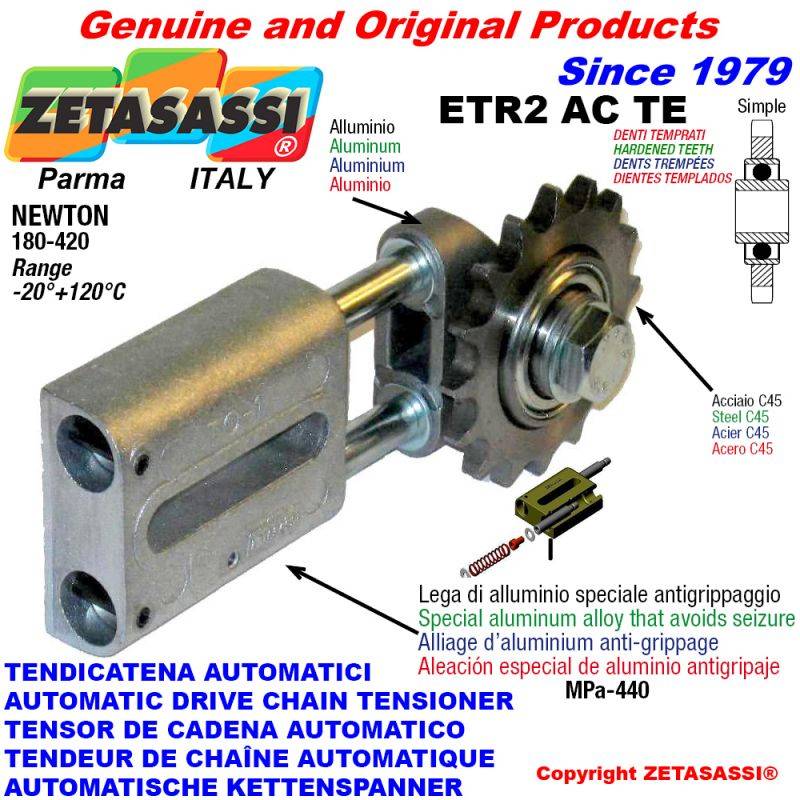 ZETASASSI ETR2AC12STE Automatic Linear Chain Tensioner Etr2Acte With Hardened Idler-0