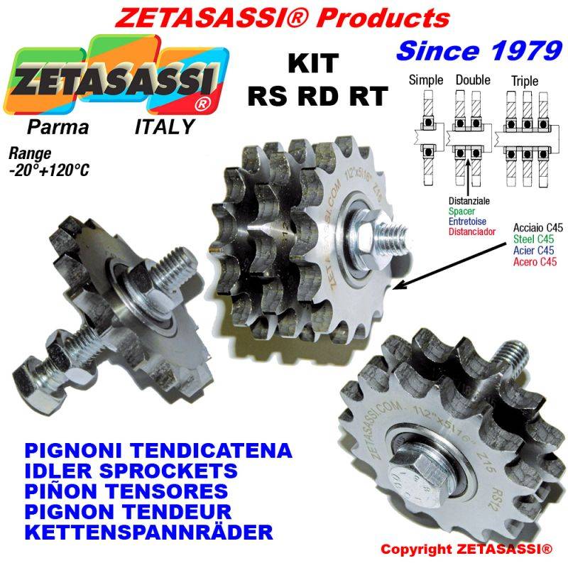 ZETASASSI KRT34M12X90 Sprockets Kit With Bearings Rs-Rd-Rt Including Spacer, Nut And Bolt.-0